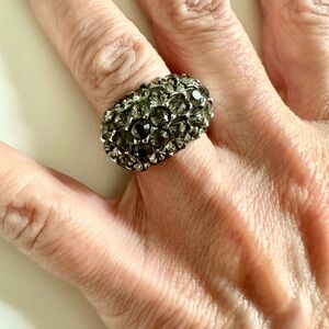 vtg AGATHA Paris smoky crystal cocktail ring